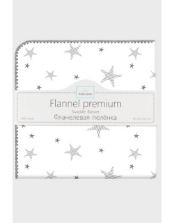 Фланелевая пеленка для новорожденных Adam Stork большая, принт Gray Stars