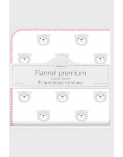 Фланелевая пеленка для новорожденных Adam Stork большая, Pink Bears