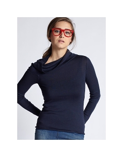 Свитер для кормящих Asymmetric Cowlneck шерстяной, синий