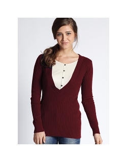 Джемпер для кормящих Bissy Ribbed, бордо