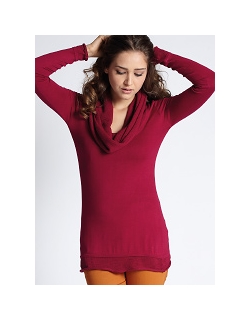 Свитер для кормящих Open-Stitch Cowlneck, вишневый