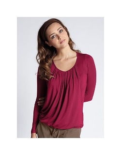 Топ для кормления Mothers en Vogue "Slouchy Pleated LS", цвет вишневый