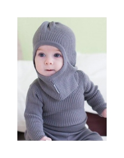 KoCoi шапка-шлем из шерсти мериноса, серый (термобелье)