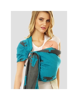 Слинг с кольцами Mum's Era "Коты", бирюза