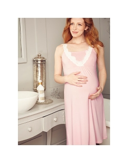Ночная рубашка для беременных и кормящих Amoralia Lace Trim, розовый