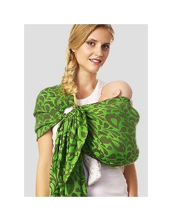 Слинг с кольцами Mum's Era "Birds Kiwi", зеленый/коричневый