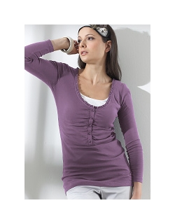 Топ для кормления Mothers en Vogue Classic Layered Ribed, длинный рукав, сиреневый