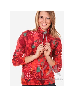 Толстовка YammyMammy (yummy mammy) флисовая, цвет "красный/оранжевый/узоры"