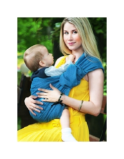 Слинг с кольцами YammyMammy (ямми мамми), цвет "васильковый/серый"