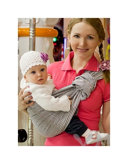 Слинг с кольцами YammyMammy (ямимами), цвет "бело-черная полоска"