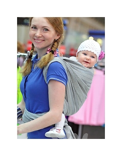 Слинг-шарф YammyMammy (y@mmymammy) тканый, цвет "серый/белый"