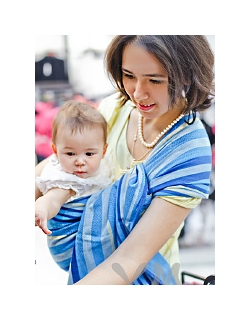 Слинг с кольцами YammyMammy (y@mmymammy), цвет "синий/голубой/желтый"