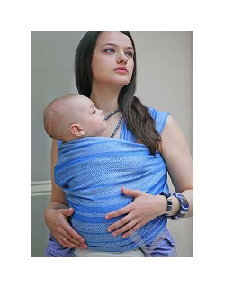 Слинг-шарф YammyMammy (ямимами) тканый, цвет "голубой/белый"