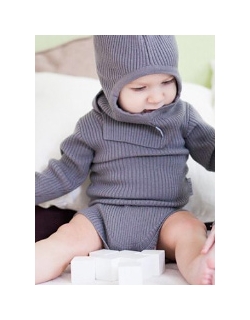 KoCoi Боди детский из шерсти мериноса, графит