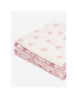 Комплект муслиновых пеленок для новорожденных Jollein, Hearts pink