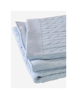 Jollein вязаный плед с мехом для новорожденных (косичка), цвет "светло-голубой"