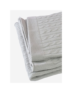 Jollein вязаный плед с мехом для новорожденных (косичка), цвет "светло-серый"