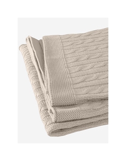 Jollein вязаный плед с мехом для новорожденных (косичка), цвет "песочный"