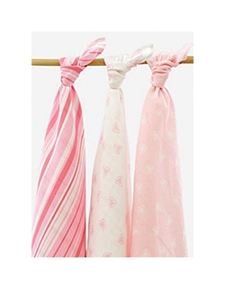 Комплект муслиновых пеленок для новорожденных Jollein, Hearts pink