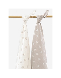 Комплект пеленок для новорожденных Jollein, Starfish sand (фланель+муслин)