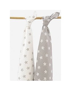 Комплект пеленок для новорожденных Jollein, Starfish grey (фланель+муслин)