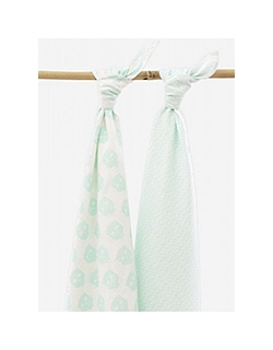 Комплект пеленок для новорожденных Jollein, Owl mint (фланель+муслин)