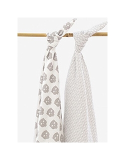 Комплект пеленок для новорожденных Jollein, Owl grey (фланель+муслин)