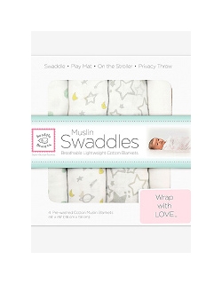 Набор муслиновых пеленок 4 шт. SwaddleDesigns Sterling Starshine