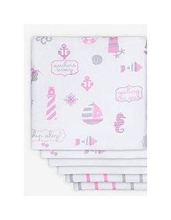 Комплект муслиновых пеленок для новорожденных Jollein, Girls at sea (Девочки на море)