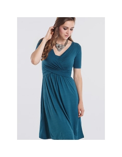 Платье для кормящих Wrap Dress короткий рукав, Dusky Tapestry Blue