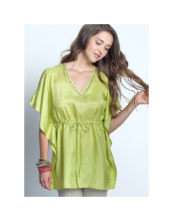 Топ для кормления Mothers en Vogue "Luxe Silk Kaftan", зеленый