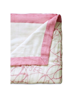 Aden&Anais одеяло бамбуковое, Tranquility-Leafy (розовые листья)