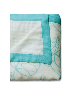 Aden&Anais одеяло бамбуковое, Azure-Leafy (голубые листья)