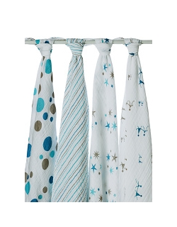 Aden&Anais набор 4 больших муслиновых пеленок, Star Bright (звездное небо)