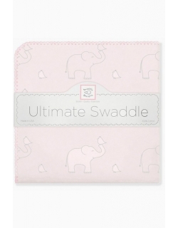 Фланелевая пеленка для новорожденного SwaddleDesigns Слоники с птичками розовая