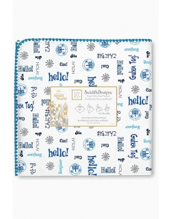 Фланелевая пеленка для новорожденного SwaddleDesigns Blue Hello SM